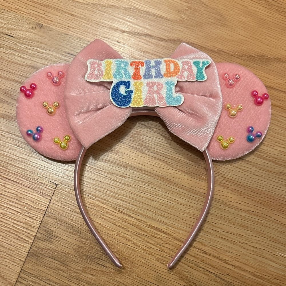 Disney Pink Mouse Ears Headband with Colorful Bow
